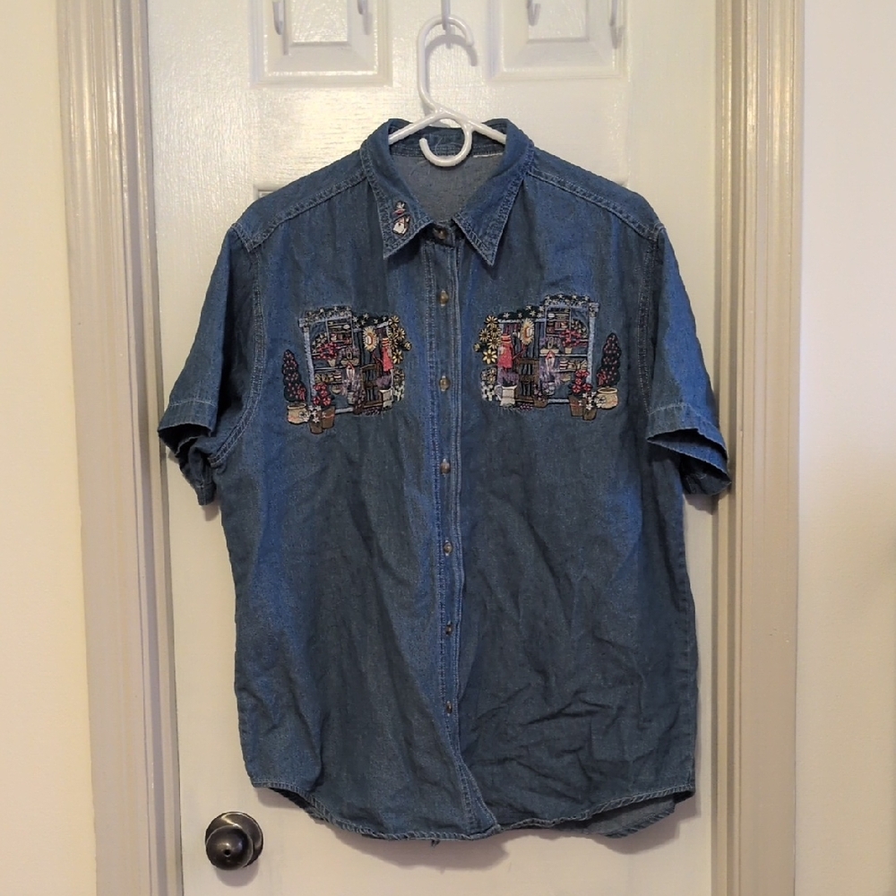 Vintage Embroidered Denim Shirt